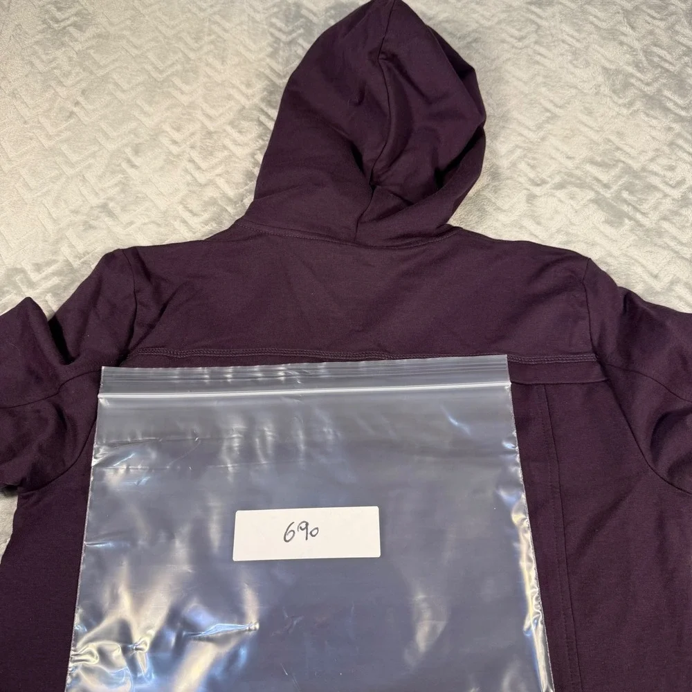 Chico's Zenergy‎ Satin Trim Jacket Size Medium (1) Purple Hooded Full Zip NWT